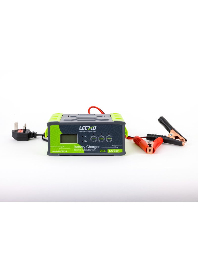 ليكسو شاحن بطاريات ذكي BC1220 – 12V / 24V، حتى 20Ah، إصلاح ذكي، شاشة رقمية - Image 2